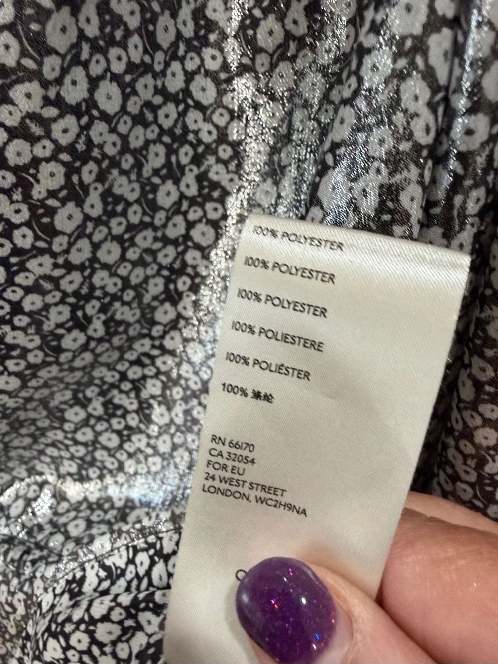 #978 FREE PEOPLE Talk That Talk Shiny Silver Floral Peplum Blouse